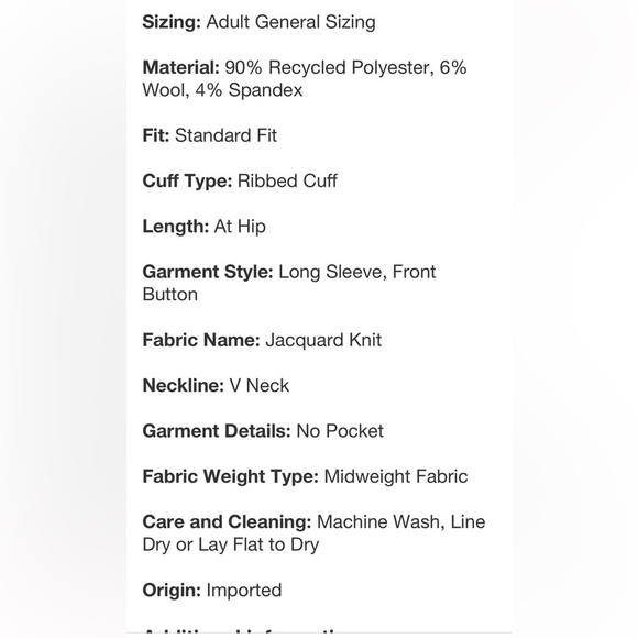 Houston White Adult Cable Cardigan - Navy Blue XXL new - Picture 6 of 6